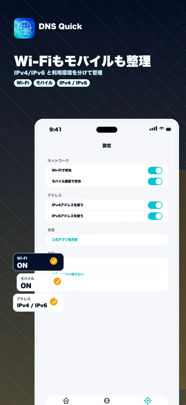 DNS Quick - 設定画面